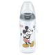 Nuk Πλαστικό Μπιμπερό First Choice Plus Temperature Control Mickey & Minnie Κατά των Κολικών με Θηλή Σιλικόνης 300ml για 6-18 μηνών Grey