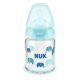 Nuk Γυάλινο Μπιμπερό First Choice Plus Temperature Control Κατά των Κολικών με Θηλή Σιλικόνης 120ml για 0-6 μηνών Σιέλ Ελεφαντάκια