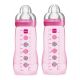 Mam Easy Active Πλαστικό Μπιμπερό Ροζ Ψαράκια 4m+ 2x330ml