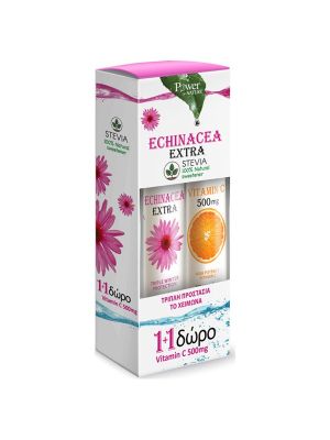 Power Health Echinacea Extra με Στέβια 24 αναβράζοντα δισκία + Vitamin C 500mg Πορτοκάλι 20 αναβράζοντα δισκία